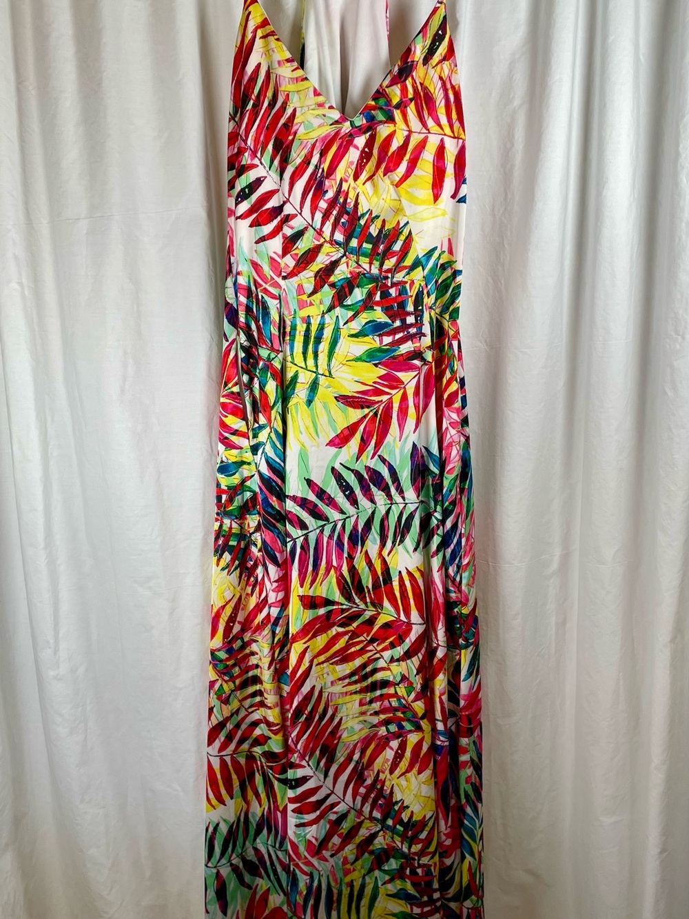 Nicole Miller Maxi Slip Dress Vibrant Tropical Multicolor